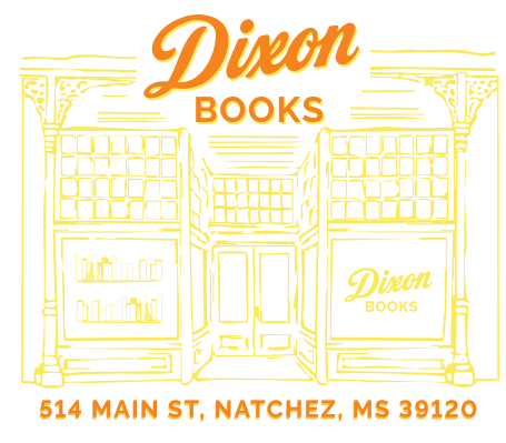 a line art logo of the Dixon Books storefront in Natchez, MS