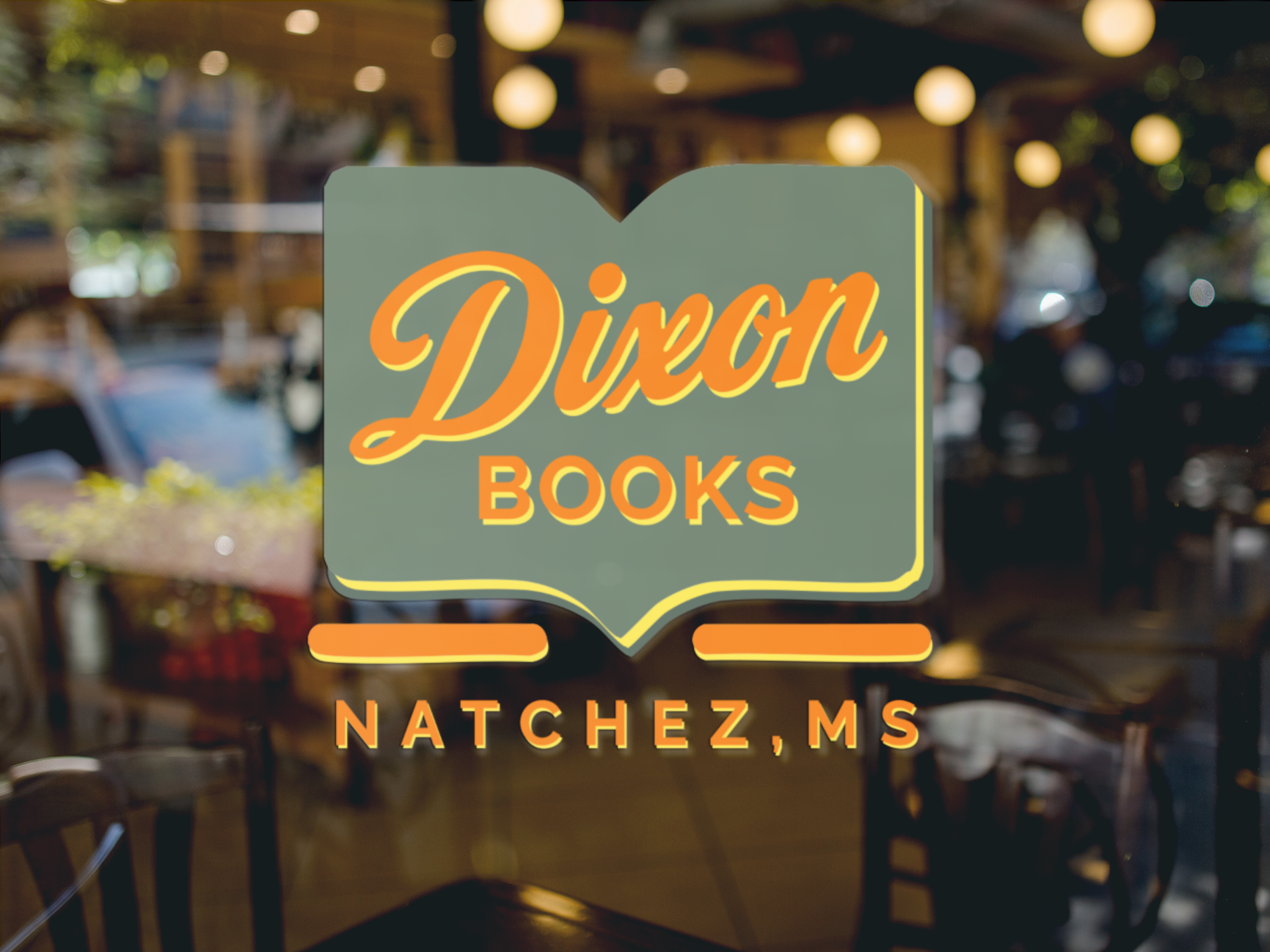 Dixon Books storefront window with logo